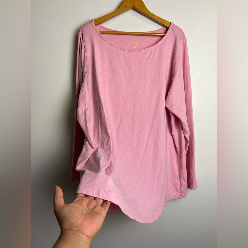 Belle Kim Gravel Top Blouse 2X Egyptian Pima Cotton Pink Lightweight Comfortable - Picture 3 of 11